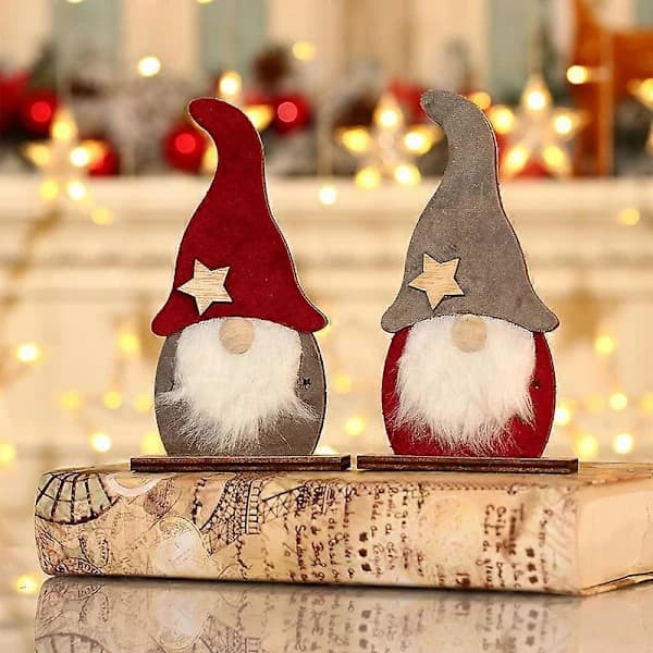 LED Ansiktslös Tomte Trä Julgransdekoration för Hotellfönster
