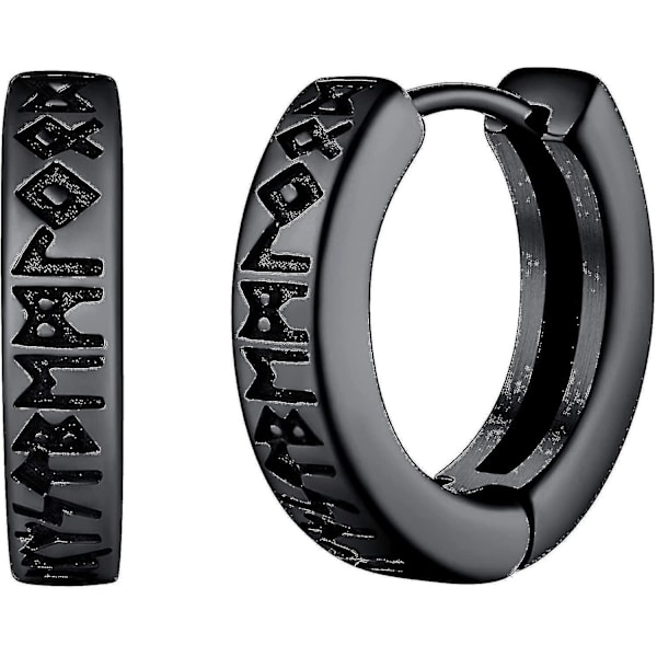 Norse Viking Runes Hoop Örhängen För Män Kvinnor 12mm Huggie Hoops Aaa G  fw