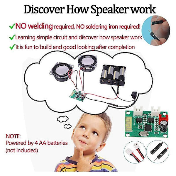 DIY Bluetooth Högtalarlåda Kit Elektronisk Ljudförstärkare Bygg Din Egen Bärbara Trälåda Bluetoot (W)
