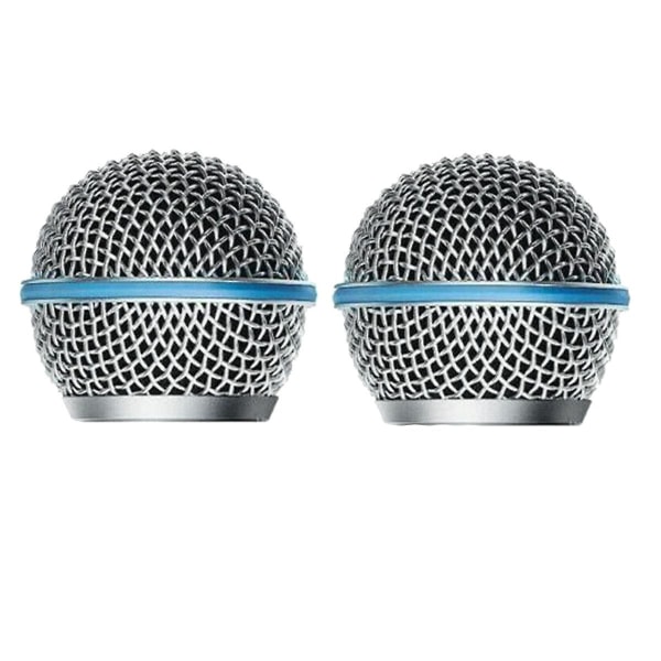 2 st mikrofonnät, ersättningsnät för Shure Beta58A SM58 Pgx24 Slx24 {FW} Silver