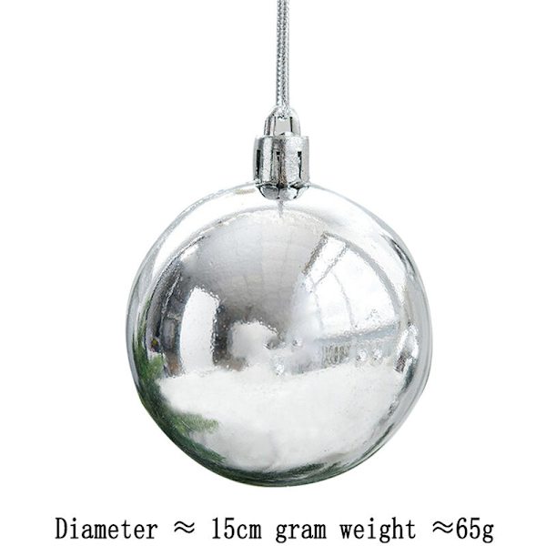 Sølvfargede julekuler, vanntette, 15 cm