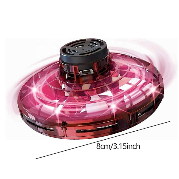 LED UFO-typ Mini Drone Flygande Helikopter Spinner Fingertopp Flyg Gyro Drone Flygplan Leksak Vuxen Barn Present [FW] Red