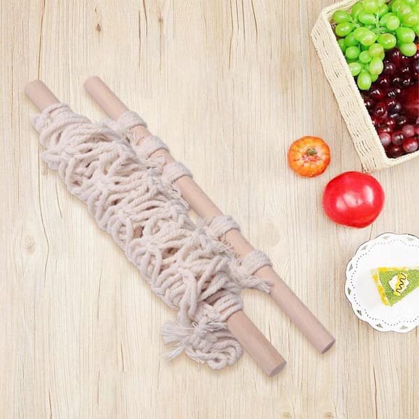 Frukthängmatta 2-pack med trästång och krokar för underskåp