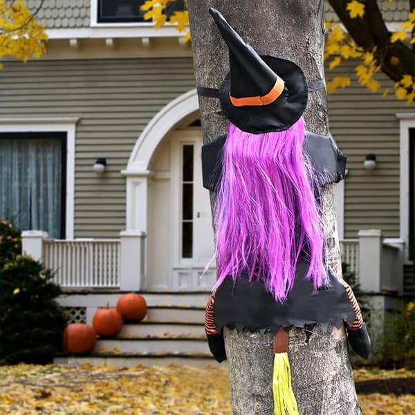 Halloween heks, der støder ind i vægge, 110 cm, fleksibelt dekorativt tilbehør (W)