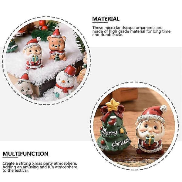 Mini landskabsdekoration harpiksfigur til pynt 5 stk. jul assorterede farver(w)