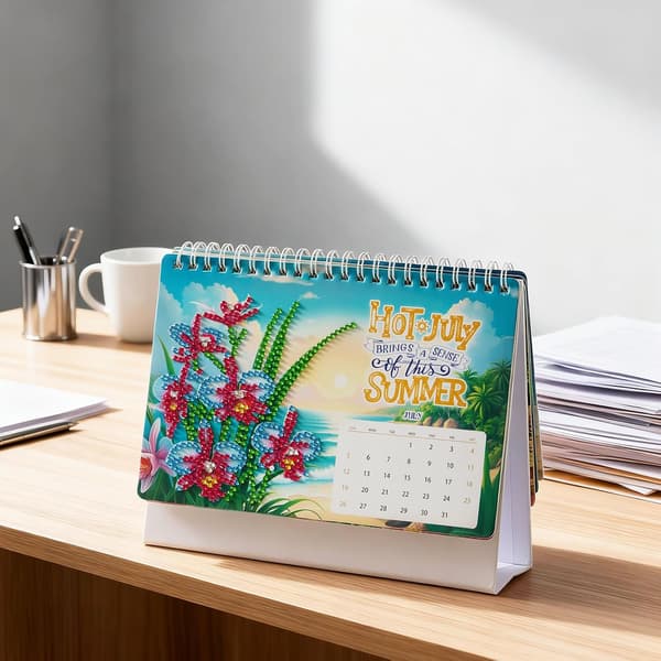 2026 Julkalender med diamantmålning, skrivbordskalender, DIY diamantbroderi (W)