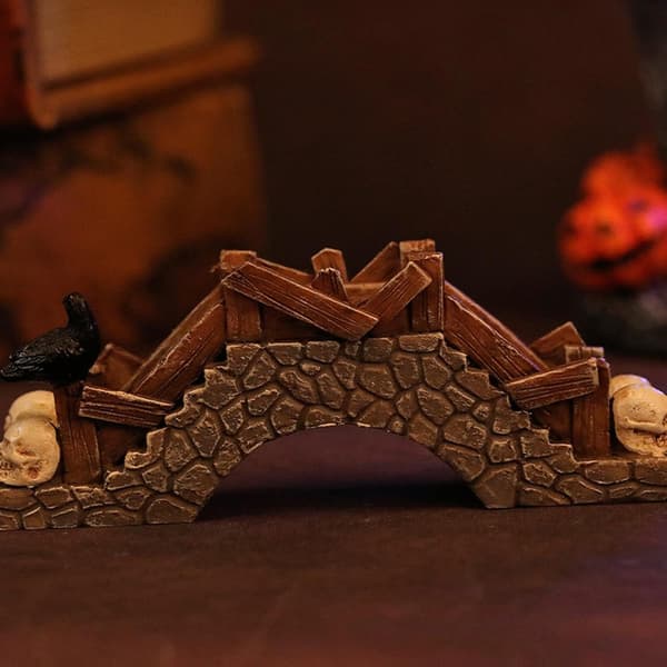 Mini Halloween-dekorasjoner (6 stk): gresskar, katt, gravstein, festgave, skrivebordsdekorasjon (W)