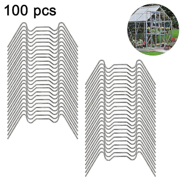 100 st Glasterklämmor i Rostfritt Stål, W-Typ Växthusklämma, För Växthus