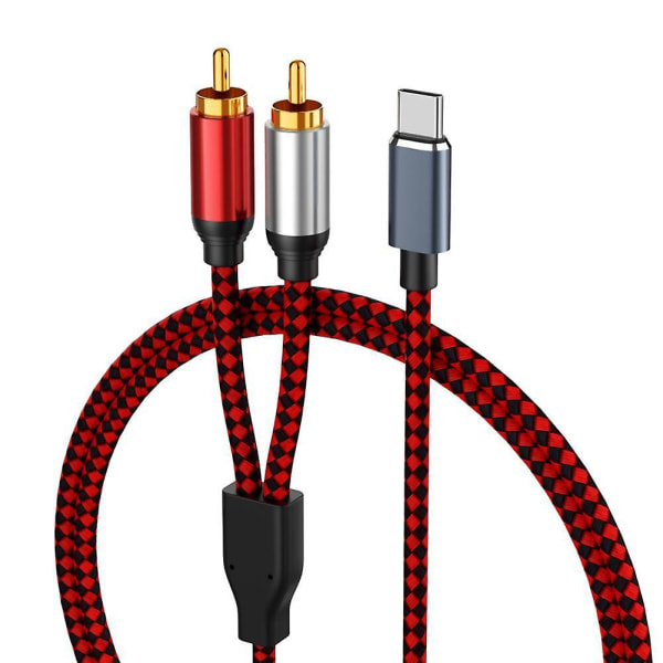 USB Type C til 2 RCA Lydkabel Type-C RCA Kabel, USB-C Lydledning til Hjemmebiograf Forstærker DVD TV {FW} Red