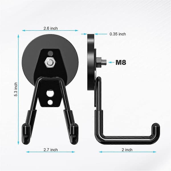 Kraftiga magnetiska garagekrokar med repskyddande gummibeläggning, 5-pack