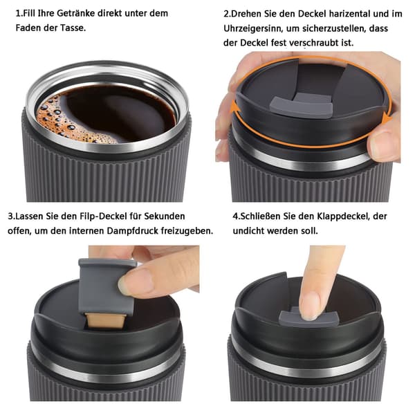 Resemugg 450ml Läcksäker Isolerad Kaffekopp med Lock
