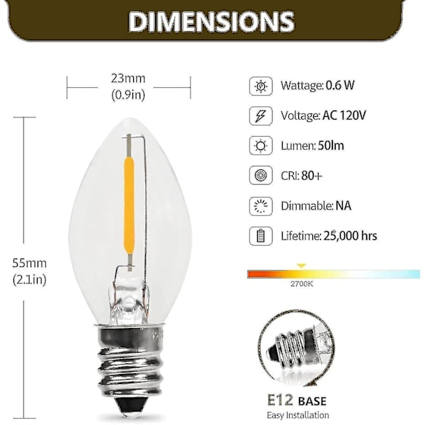 5 Bas C7 Stränglampor Julbybelysningstillbehörssladd Med 5 LED-lampor