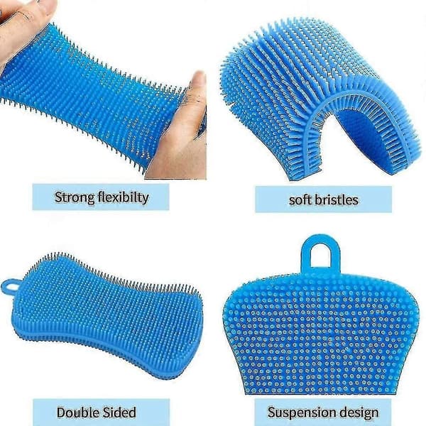 Silikondisksvamp kökssilikonsvamp diskborste, 3-pack (w)