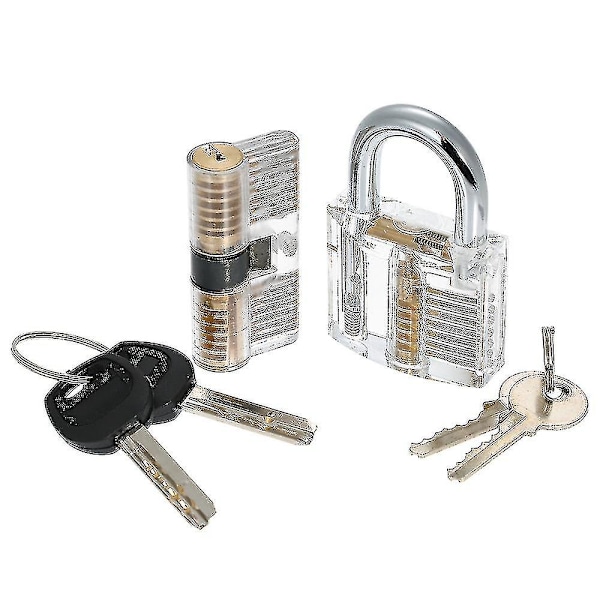 Transparent 15pcs Lock Picking Set Kit Tool Med Två Transparenta Träningspadlock För Låssmeder {FW}