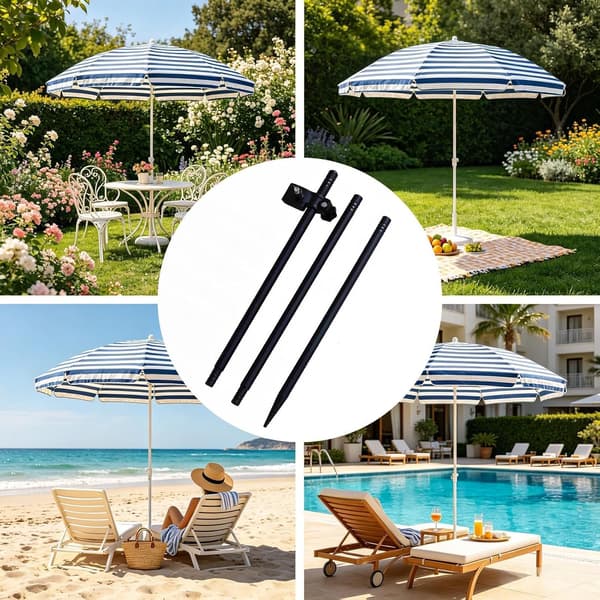 Robust metal parasolfod med sandklemme til udendørs udflugter, sommerferier og poolen (W)