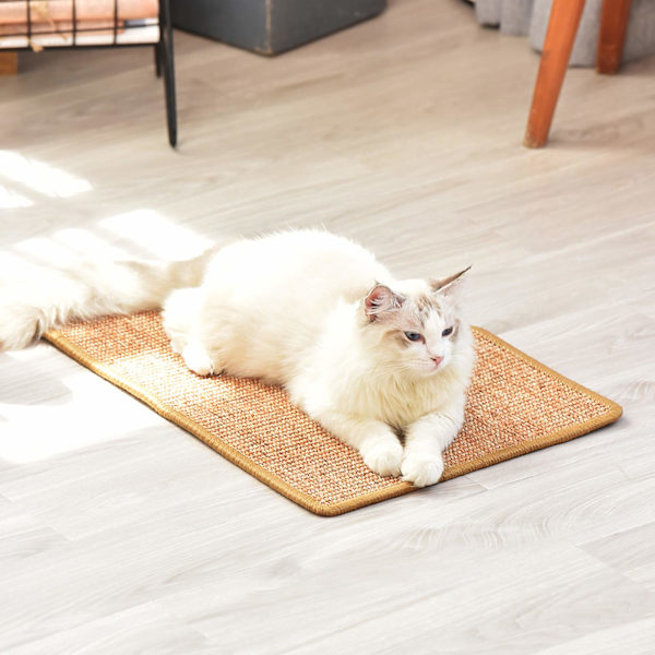 Kradsemåtte til katte, 30 x 40 cm, Naturlig Sisal, Horisontal Kradsemåtte, Kradsebræt til Gulv, Beskytter Møbler og Sofaer (W)