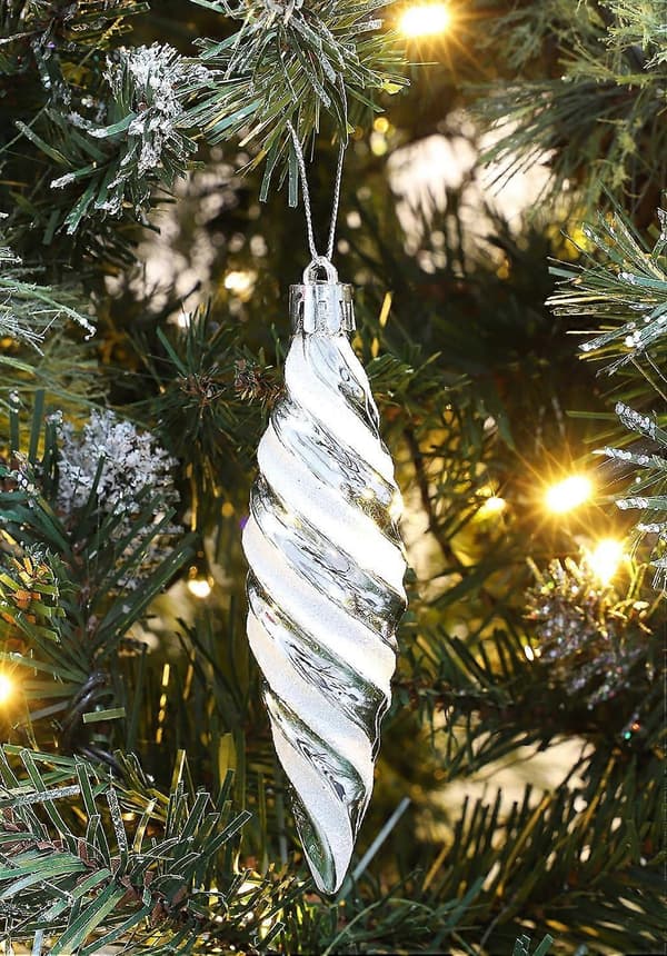 Silver Spiral Julgransdekorationer, 6 Delar, 110mm