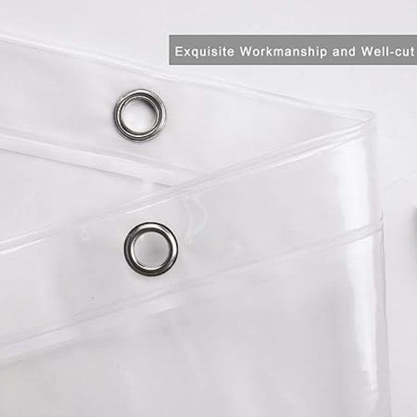 Ekstra Langt Gennemsigtigt Bruseforhæng 180x200cm, Transparent (B)