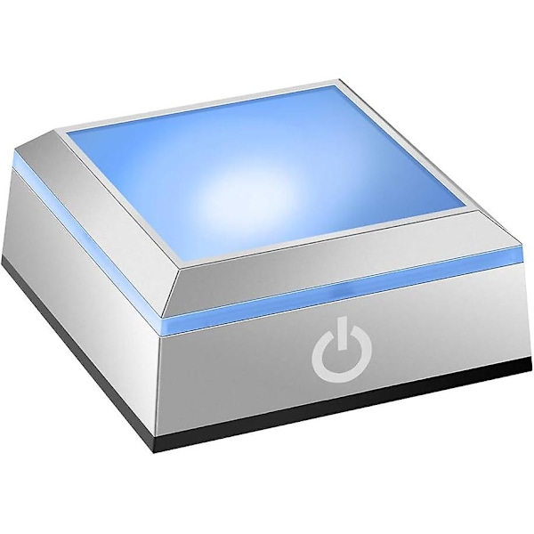 LED Lys Base Flerfarvet Show Stand Display Plade Firkantet Display Belyst Base til Glas Krystal Kunst med Sensitiv Touch Switch (Flad Overflade) (W)