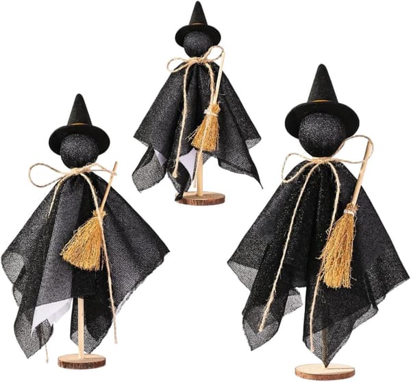 Heksestatue (sett med 3) - Halloween skrivebordsdekorasjon - Festlige bordpynt for leietakere og samlere (W)
