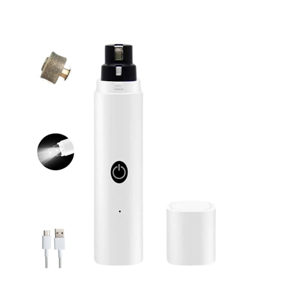 GAJETNEST Ammattimainen lemmikkieläinten kynsienhiomakone koirille ja kissoille, 2 nopeutta LED USB-laturi (W)