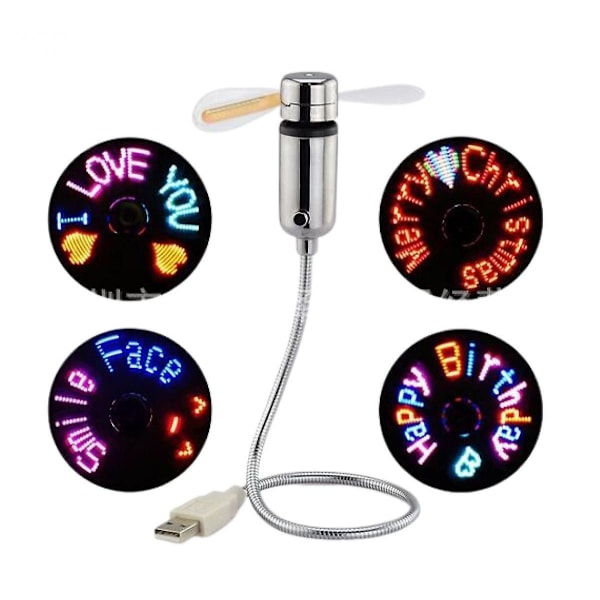 SQCLV LED USB-blæser, Ny Kreativ Programmerbar USB-drevet Bærbar Blæser, Mini Svanehals DIY Besked Blæser til bærbar og computer - Farverige Lys (W)