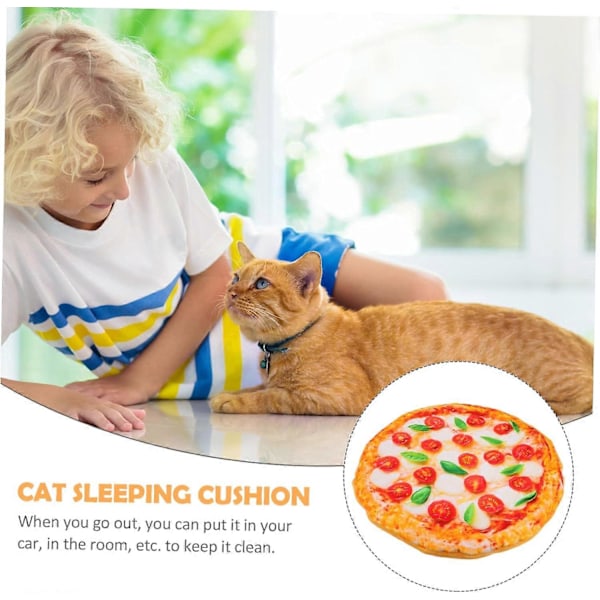 Koiran kissan sänky matto pizza kuvio pyöreä makuualusta lämmin lemmikkityyny koiran sänky matto sisä- ja ulkokäyttöön (L)