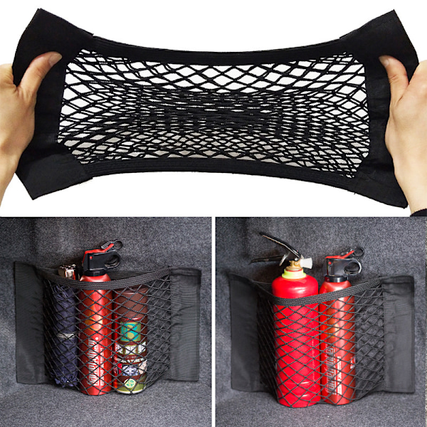 2 stk. bil velcro dobbeltlags mesh lomme bagagerumsnet taske bil (B)