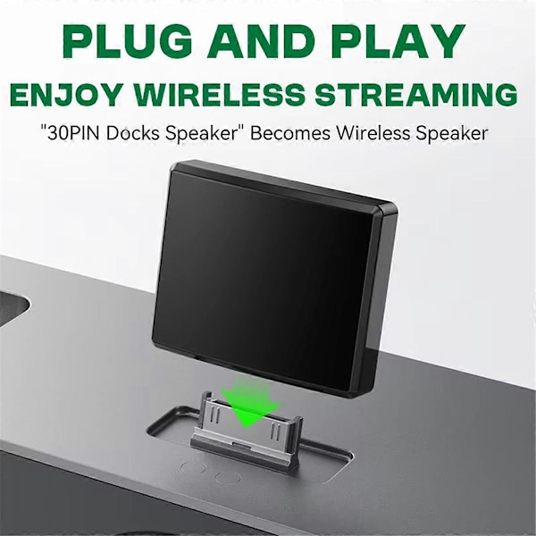 30-pin Bluetooth 5.4 Audio Receiver HIFI Lossless Musik Høj Kompatibilitet Trådløs A2DP til 30-pin D (W)