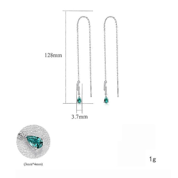 Lange Øreringe S925 Frynset Zirkon Øre String Ørestikker Dugdråbe Øredråber til Bryllup (W)