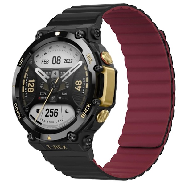 For Amazfit T-rex 2 Slitesterk Remm Drop-Proof Armbånd Svettebestandig Løkke Wristband [DB] Black wine