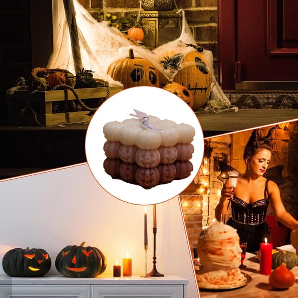 Duftlys til Halloween, bobleterningformede duftlys, sikre og kreative, håndlavede (W)