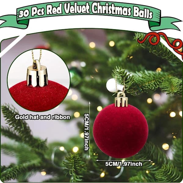 Røde julekuler 30-pakning