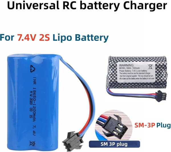 RC Universal USB-ladekabel til 2S 7.4V LiPo-batterier, passer til RC-biler, både, droner, fly