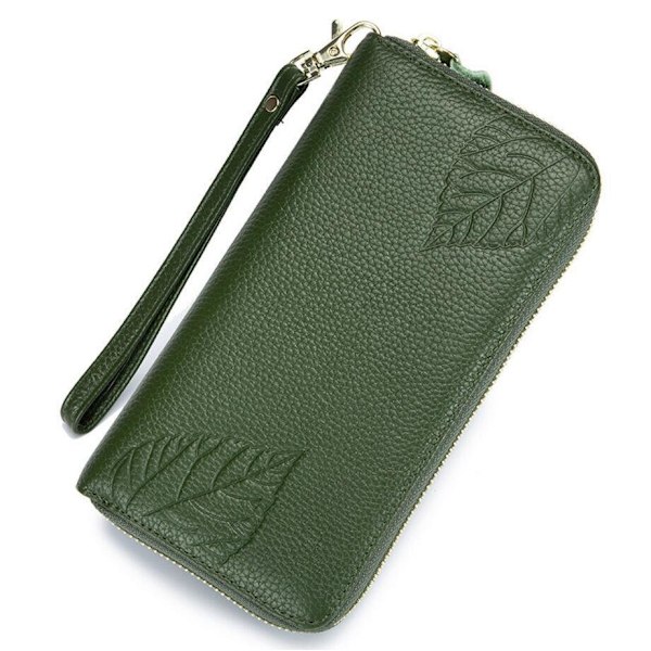 Stor äkta läder RFID plånbok 090 Grön Green one size