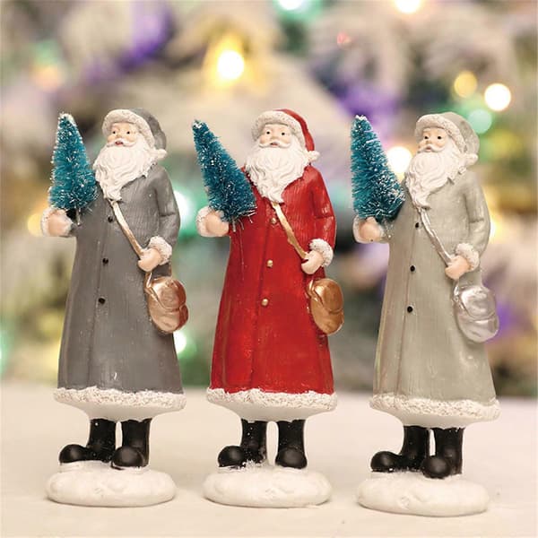 Juldekoration Jultomte-figur för spiselkrans, bokhylla eller bord, Ljusgrå(w) Light Grey