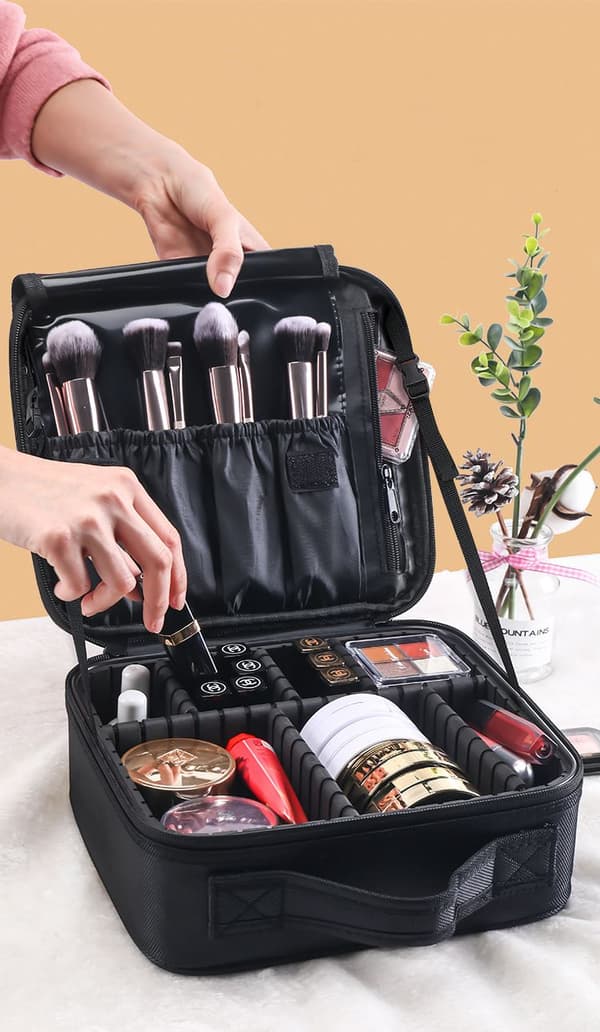 Rejse Makeup Taske - Rummer Alle Væsentlige Ting Sort