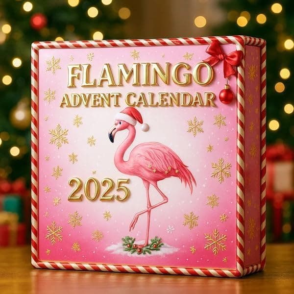 Unikt Flamingo Julepynt Sæt 2025 Julekalender, 24 Dele