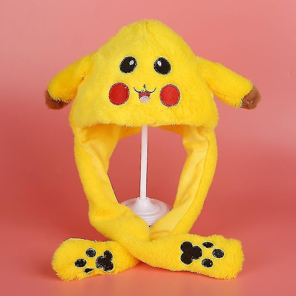 Plush Kaninöronhatt med Rörliga Öron - Intressant Söt Mjuk Plush Kaninhatt Present till Flickor Ny [FW] No Light Pikachu Hat