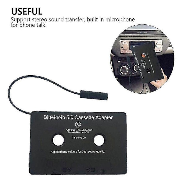 Universal Kassette Bluetooth 5.0 Adapter Konverter Bil Tape Til Aux Stereo Musik Adapter Kassette S2 (W)
