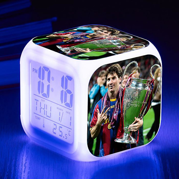 VM-fotbollsstjärnan Leo Messi väckarklocka LED digital färgväxlande fyrväckarklocka Den bästa presenten för fans 8#