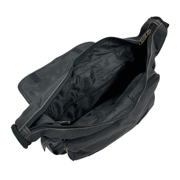 Skuldertaske, kanvas Sort Black one size