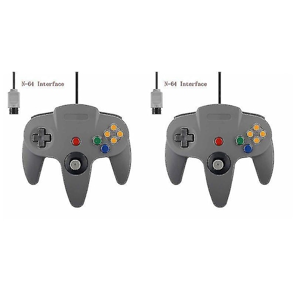 2 Pak Klassisk Ledningsforbundet N64 Controller Retro Spil 64-bit Gamepad Joystick Udskiftningscontroller - G 10 2pcs