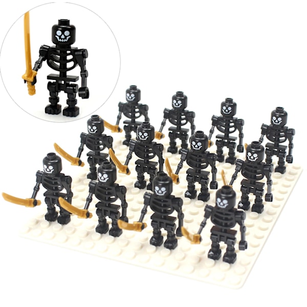 12 stk. Skeletkriger Korps Byggeklodser Model Legetøj Samling Forbrugsvarer [FW] White