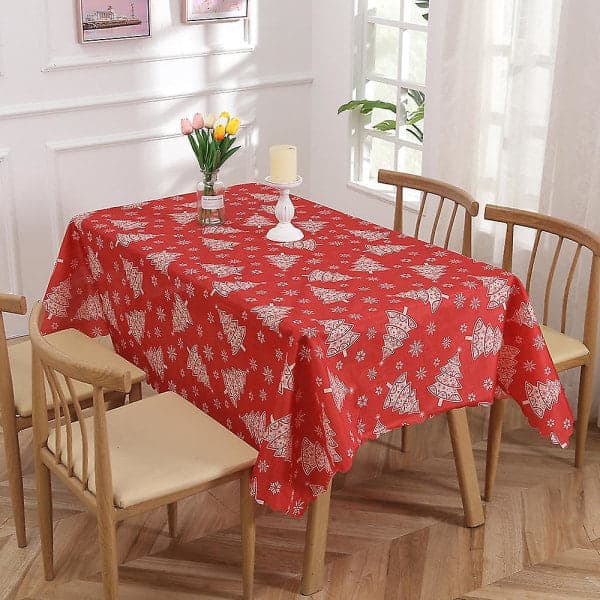 Röd julduksduk i polyester (135x90 tum)
