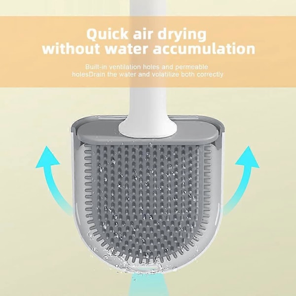 Silikon Toalettborste med Självhäftande Hållare Väggmonterad Toalettborste Säker för Vägg Med Ventilationshål och Toalettborste för Badrum, Toalett (W)