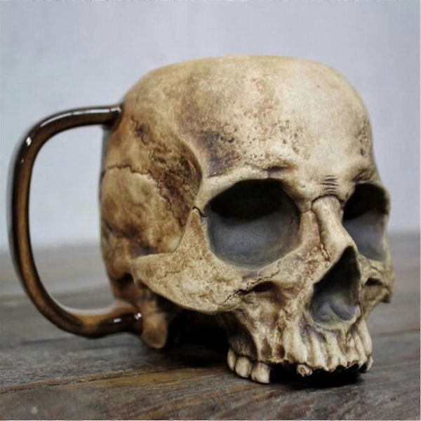 Kranie Krus, Gotisk Uhuggelig Realistisk Kranie Krus, 3d Resin Kranie Hoved Kop Med Håndtag, Necromancer Kranie (W)