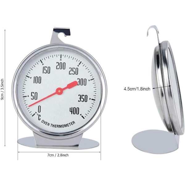 Ovntermometer Temperaturmåler Direkte Aflæsning Termometer Rustfrit Stål Probe Hold Ur Stor Kaliber Bage Tilbehør til Køkken (W)