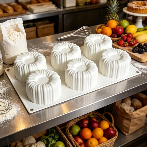 Silikonmousse kakeform, 6 hulrom, varmebestandig, puddingform (W)