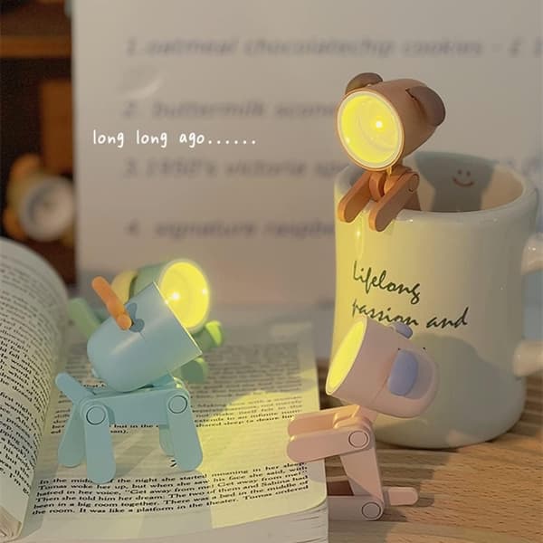 Mini LED Natlampe til Børn og Studerende, Sød Bordlampe med Justerbar Lysstyrke